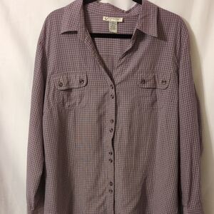 Dressbarn Women's Mauve Plaid Button-Down Shirt
